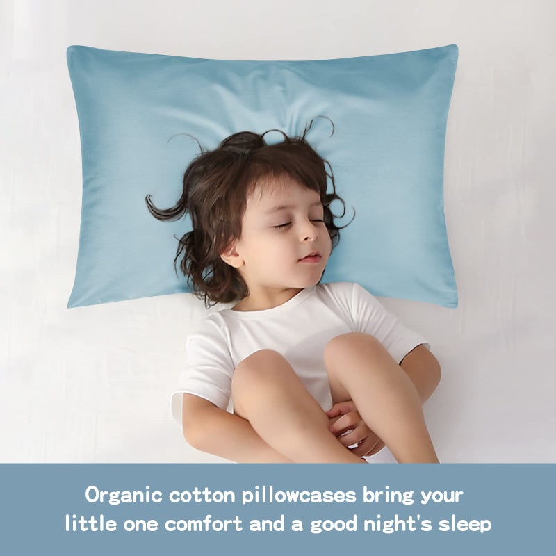 LULUSILK Organic Cotton Toddler Pillowcase 2 Pack, 14 x 20 Travel Pillow Case Cover for Babies, Kids, Boys and Girls, Soft and Breathable Small Pillow Cases with Envelope Closure, Sterling Blue - Image 5